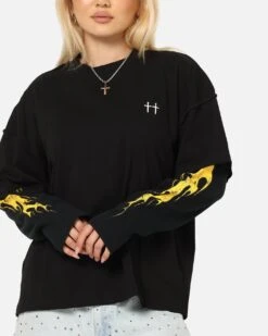 Saint Morta La Flame Long Sleeve T-Shirt Black 17 Saint Morta La Flame Long Sleeve T-Shirt Black -Culture Kings Shop 02054225 YB001 womens 0080