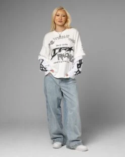 Loiter Performance Layered Long Sleeve T-Shirt Off White -Culture Kings Shop 02054239 YO007 womens 0030