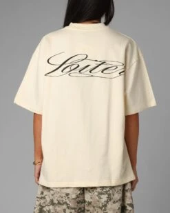 Loiter Script Boxy T-Shirt Off White -Culture Kings Shop 02054247 YO007 womens 0020