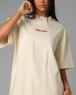 Loiter Script Boxy T-Shirt Off White -Culture Kings Shop 02054247 YO007 womens 0070