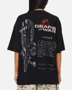 73 Studio X Gears Of War Lancer Vintage T-Shirt Black Acidwash