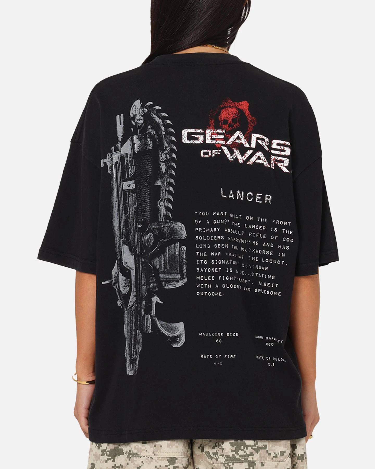 73 Studio X Gears Of War Lancer Vintage T-Shirt Black Acidwash 3 73 Studio X Gears Of War Lancer Vintage T-Shirt Black Acidwash