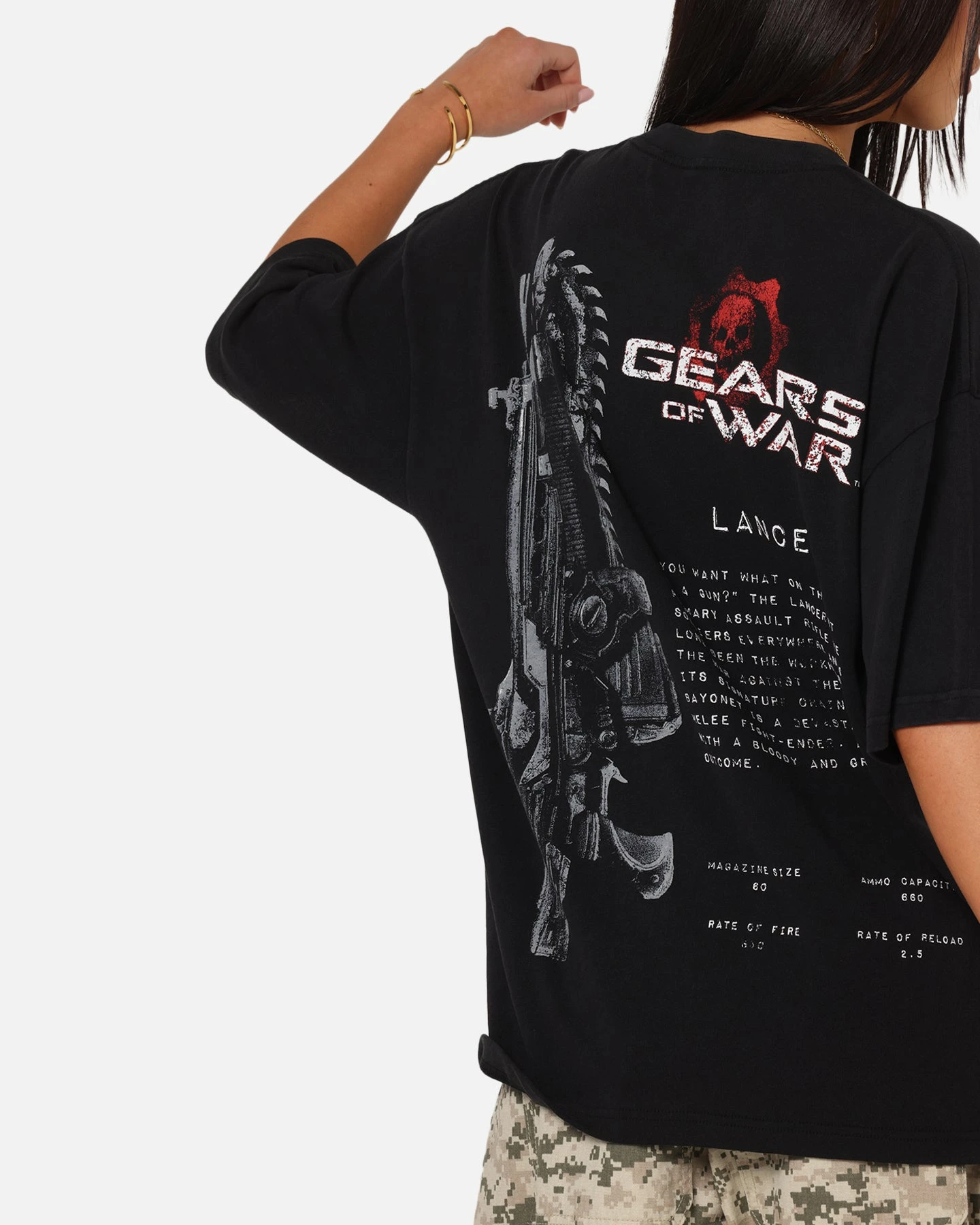 73 Studio X Gears Of War Lancer Vintage T-Shirt Black Acidwash 9 73 Studio X Gears Of War Lancer Vintage T-Shirt Black Acidwash - Image 7