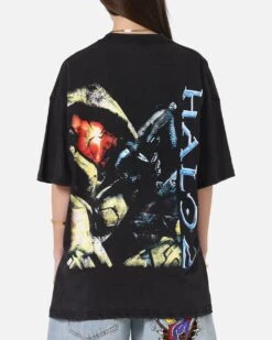 73 Studio X Halo Halo 2 Masterchief Vintage T-Shirt Black Acidwash